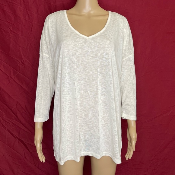 Attention Soft and Cozy V-Neck ¾ Drop Sleeve Light Knit Oversized Blouse XL - Picture 1 of 4